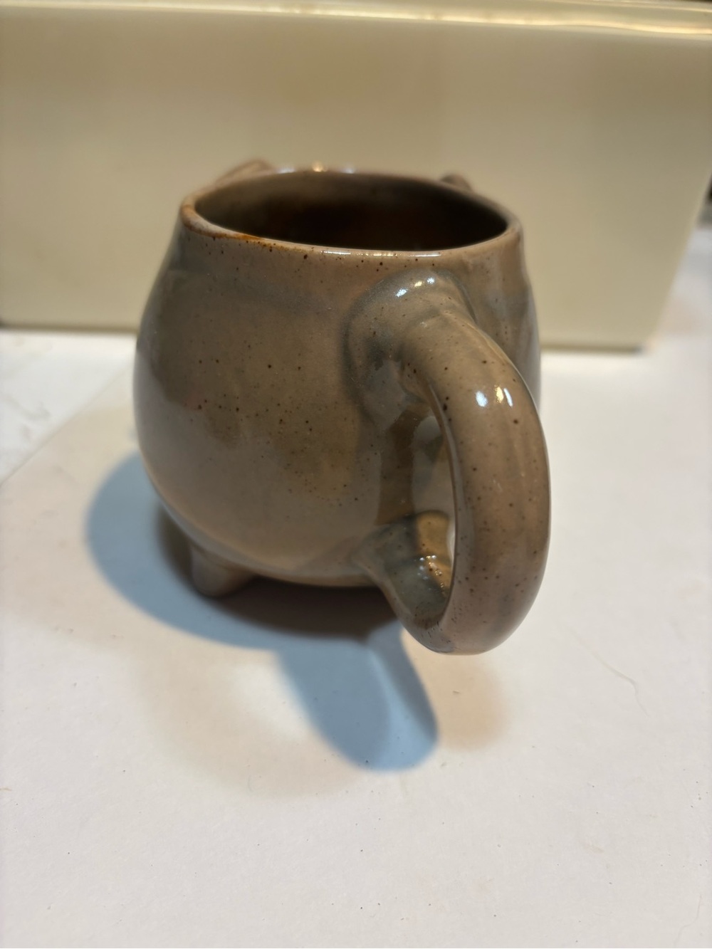 retired Urban Outfitters ceramic elephant mug speckled brown glaze trunk handle - Picture 6 of 11